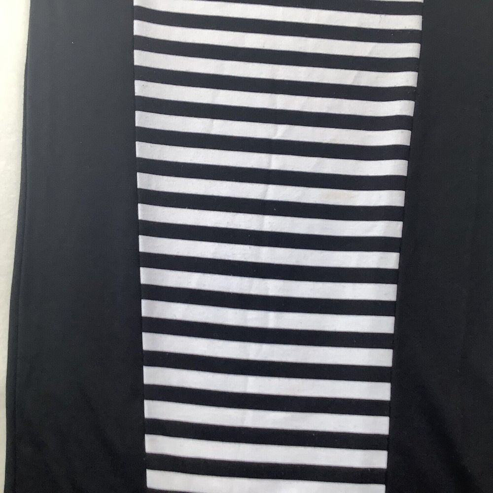 Nicki Minaj Black White Bodycon Dress Size Large back Zipper Stretch Striped - Picture 12 of 12